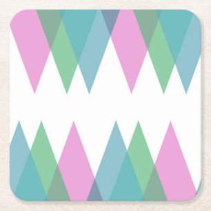 Dessous De Verre Carré Triangles rose et vert