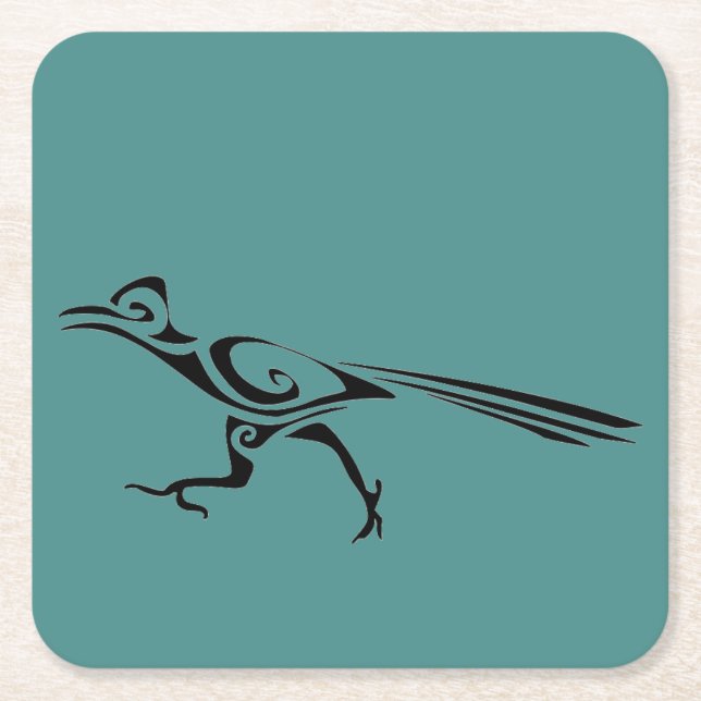 Dessous De Verre Carré Tribal Roadrunner Silhouette (Devant)