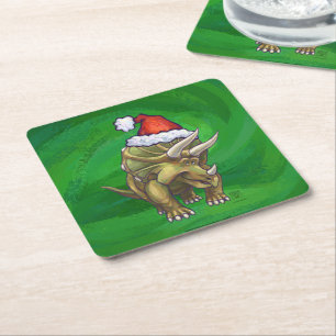 Dessous De Verre Carré Tricératops vert Noël