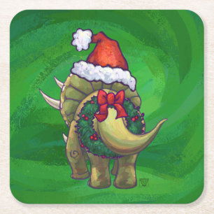 Dessous De Verre Carré Tricératops vert Noël