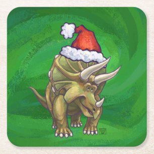 Dessous De Verre Carré Tricératops vert Noël