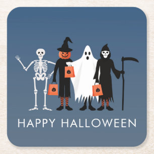 Dessous De Verre Carré Trick or Treaters Halloween