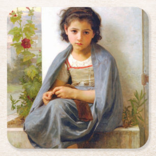 Dessous De Verre Carré Tricot fille, Bouguereau