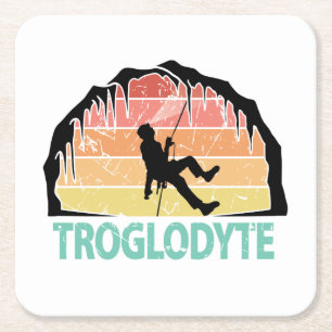 Dessous De Verre Carré Troglodyte - Drôle Spelunking Spéléologie