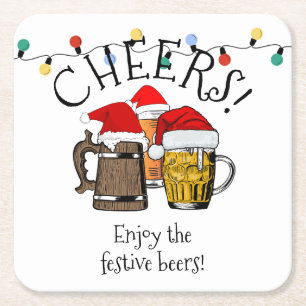 Dessous De Verre Carré TROIS BIÈRES CHÈRES Noël