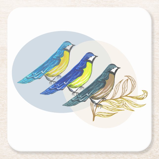 Dessous De Verre Carré Trois oiseaux (Devant)