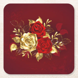 Dessous De Verre Carré Trois Roses de bijoux