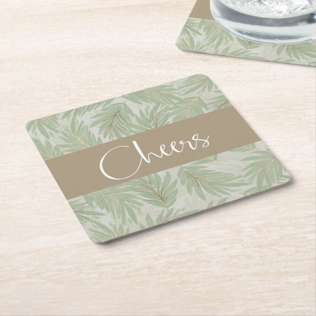 Dessous De Verre Carré Tropical Palm Fronds (Incliné)
