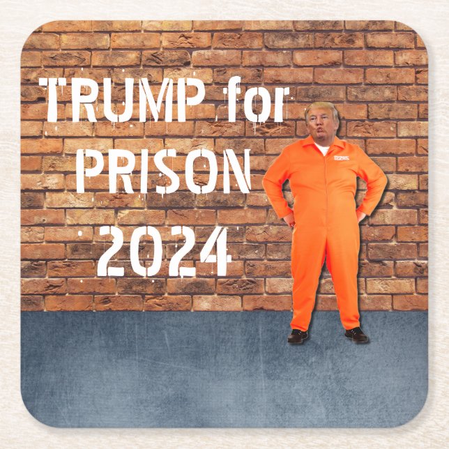 Dessous De Verre Carré Trump pour la prison 2024 (Devant)