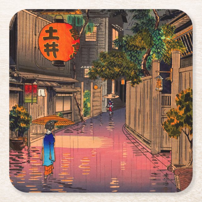 Dessous De Verre Carré Tsuchiya Koitsu - Soirée à Ushigome (Devant)