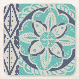 Dessous De Verre Carré Tuile bleue Batik IV