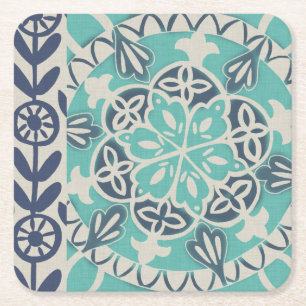 Dessous De Verre Carré Tuile bleue I de batik