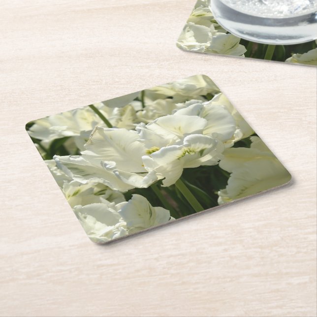 Dessous De Verre Carré Tulipes blanches (Incliné)