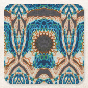 Dessous De Verre Carré Turquoise Gold Sun Southwestern Art