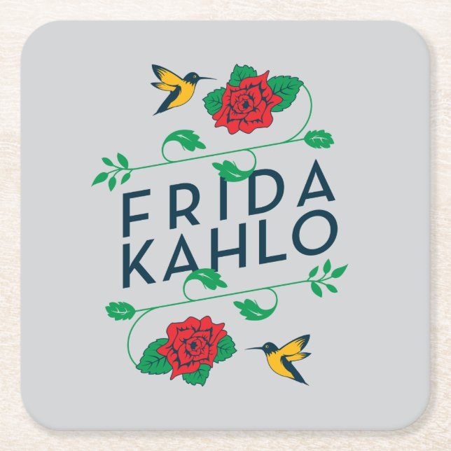 Dessous De Verre Carré Typographie florale de Frida Kahlo | (Devant)