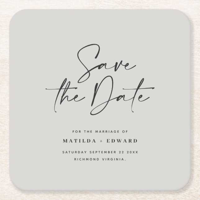 Dessous De Verre Carré Typographiy wedding announcement (Devant)