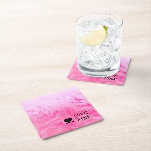 Dessous De Verre Carré Ultime fourrure Faux Rose Chaud