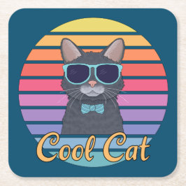 Dessous De Verre Carré Un chat Cool