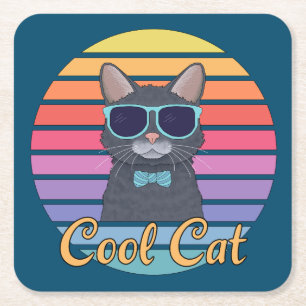 Dessous De Verre Carré Un chat Cool