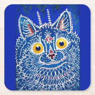 Dessous De Verre Carré Un chat dans le style gothique par Louis Wain