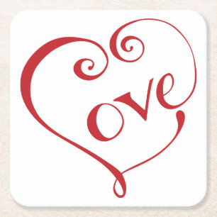 Dessous De Verre Carré Un coeur fait d'amour en rouge