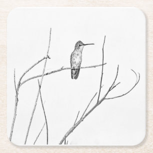 Dessous De Verre Carré Un colibri sur un bâton