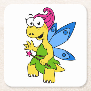 Dessous De Verre Carré Un Dessin Fairysaur Dinosaur.