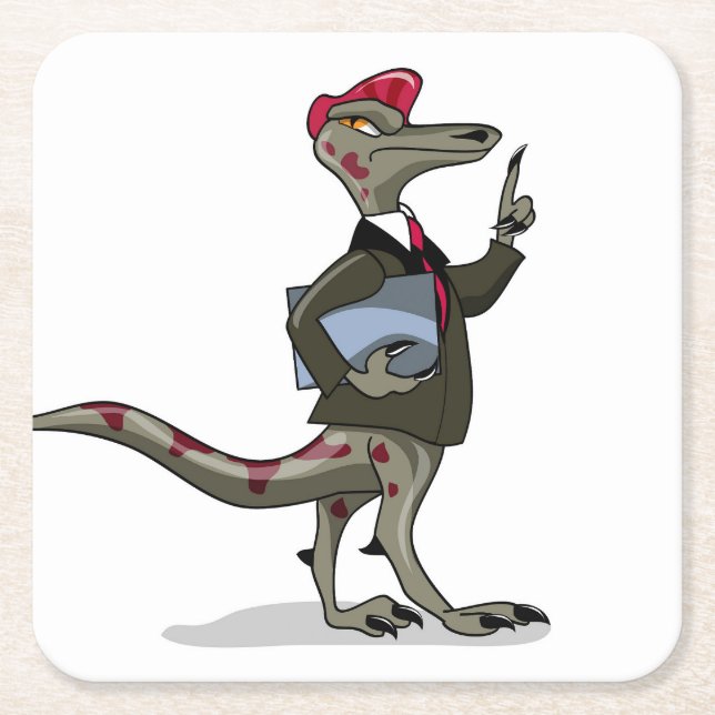 Dessous De Verre Carré Un Greffier De Caricature Iguanodon. (Devant)