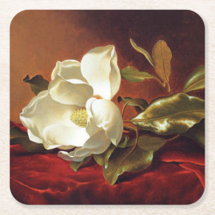 Dessous De Verre Carré Un Magnolia sur Red Velvet,