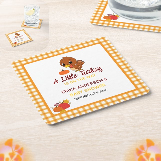 Dessous De Verre Carré Un Petit Baby shower Turc Tombe Thankgiving (Créateur téléchargé)