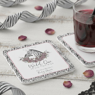 Dessous De Verre Carré Un petit sauvageon Maman et bébé zèbre