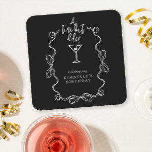 Dessous De Verre Carré Un peu plus âgé Fête d'anniversaire noire dessinée