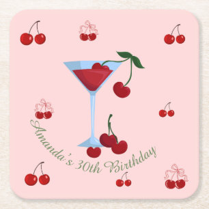 Dessous De Verre Carré Un peu plus vieille Cherrytini Anniversaire