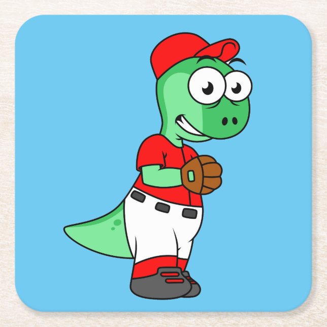 Dessous De Verre Carré Un Pitcher De Baseball Pachycephalosaurus. (Devant)