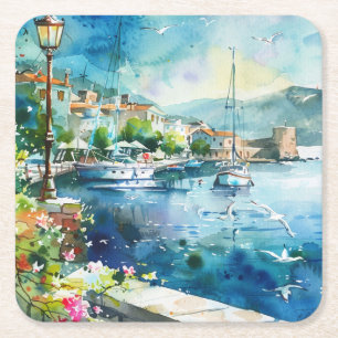 Dessous De Verre Carré Un port maritime