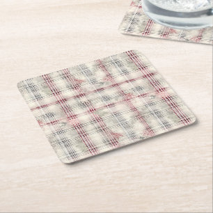 Dessous De Verre Carré Un Tartan de Noël Floral Design série #13