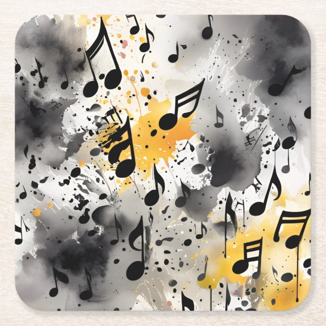 Dessous De Verre Carré Un tas de notes musicales (Devant)