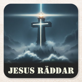 Dessous De Verre Carré Underlägg — Jesus räddar