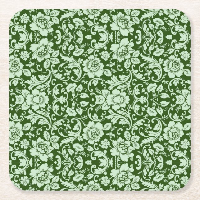 Dessous De Verre Carré Une damassé florale antique (Devant)