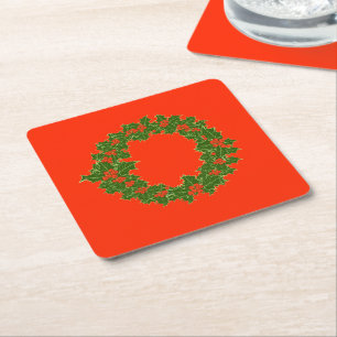 Dessous De Verre Carré Une joyeuse couronne de Noël