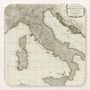 Dessous De Verre Carré Une nouvelle carte de l'Italie avec les îles de l