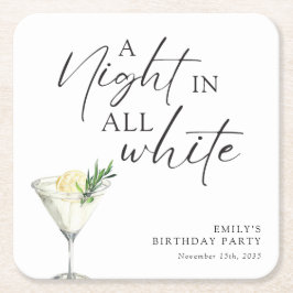 Dessous De Verre Carré Une nuit dans tout Anniversaire Blanc