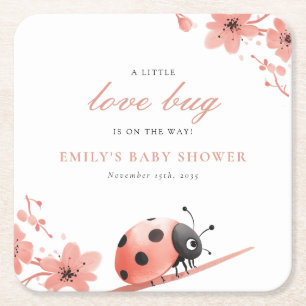 Dessous De Verre Carré Une petite bête d'amour est en route Baby Shower