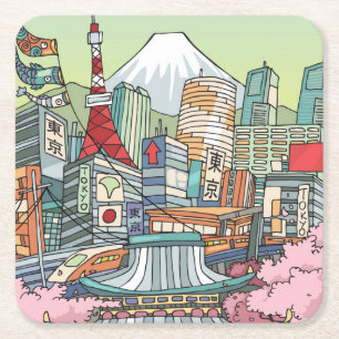 Dessous De Verre Carré Une vue de Tokyo