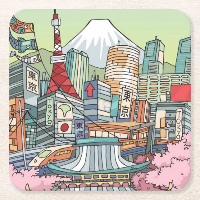 Dessous De Verre Carré Une vue de Tokyo (Devant)