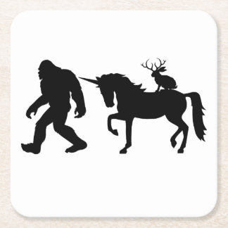 Dessous De Verre Carré Unicorne, Bigfoot, Jackalope