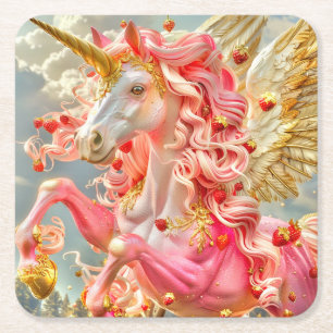 Dessous De Verre Carré Unicorne de fraise