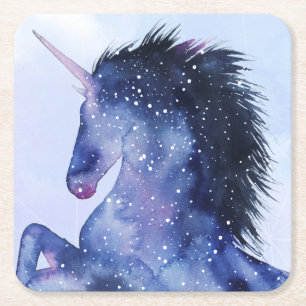 Dessous De Verre Carré Univers Unicorne - Cosmique