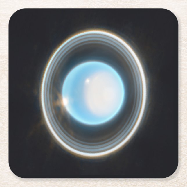 Dessous De Verre Carré Uranus planétaire avec anneaux Image JWST (Devant)