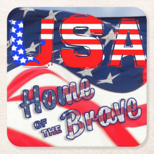 Dessous De Verre Carré USA Accueil du Brave Flag